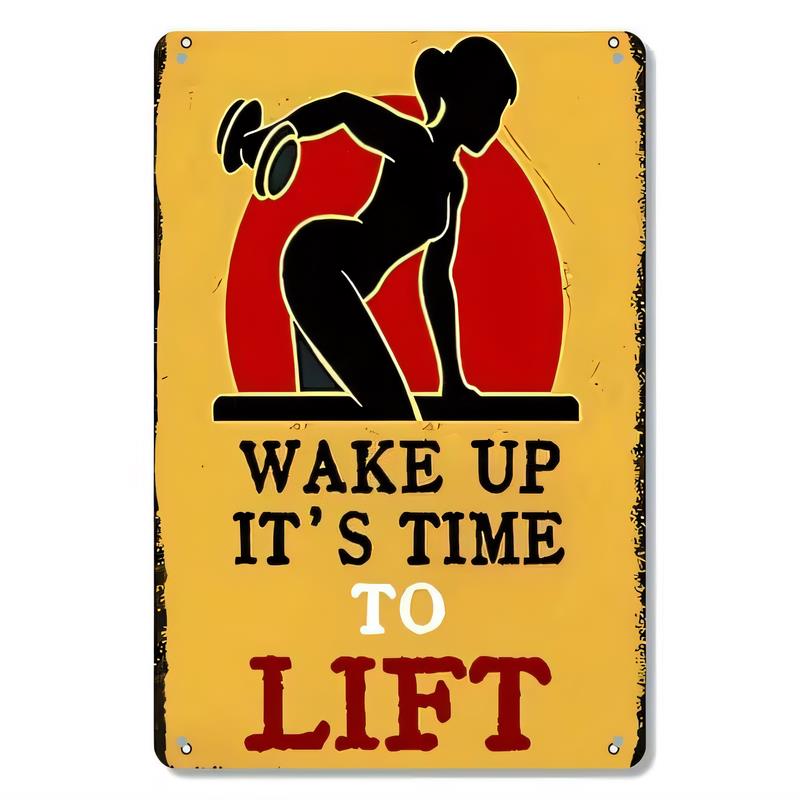 Home Gym Yellow - Vintage Distressed Metal Tin Sign -