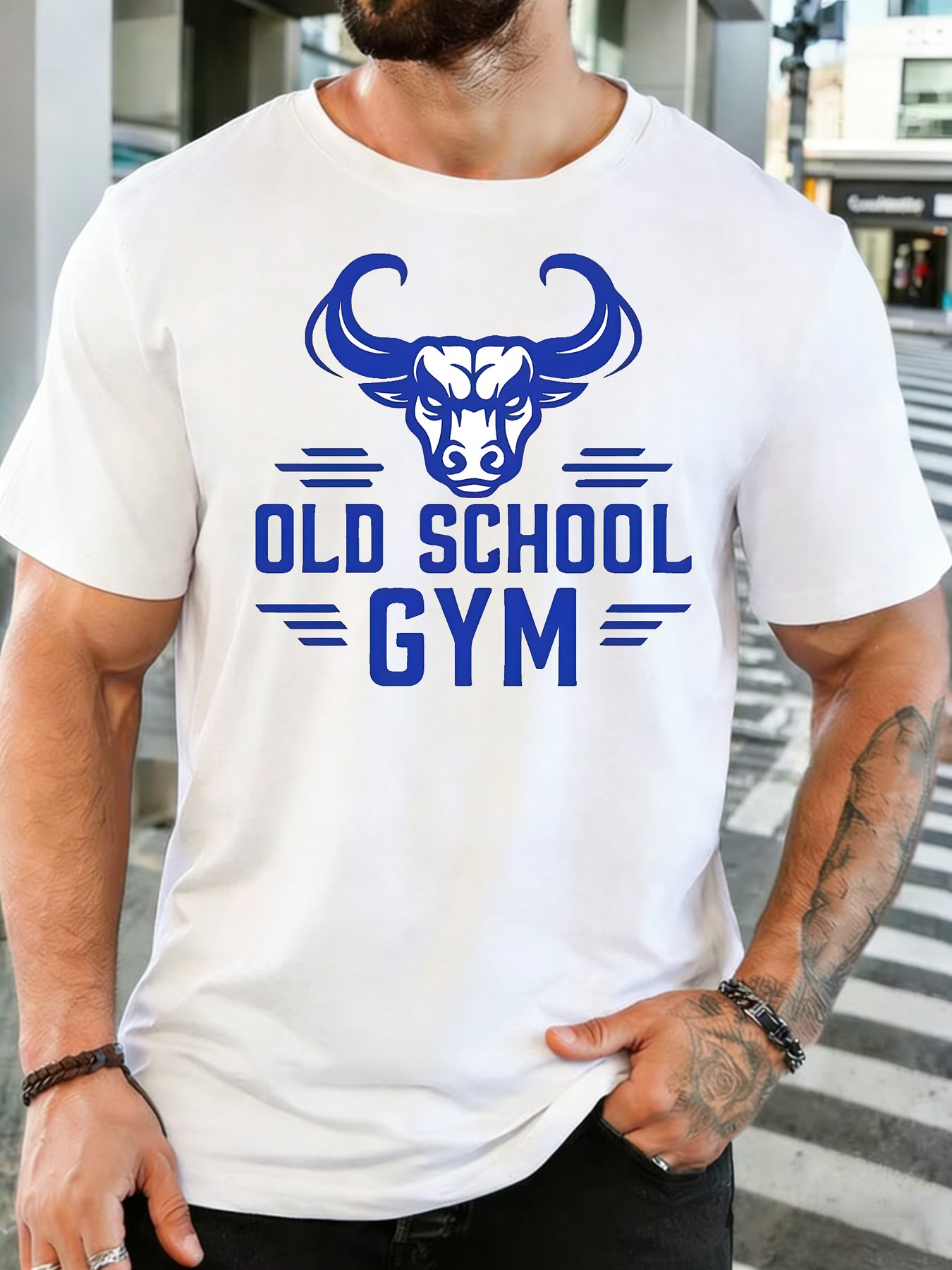 Home Gym Old School - Men Soft Cotton Crew Neck Tee