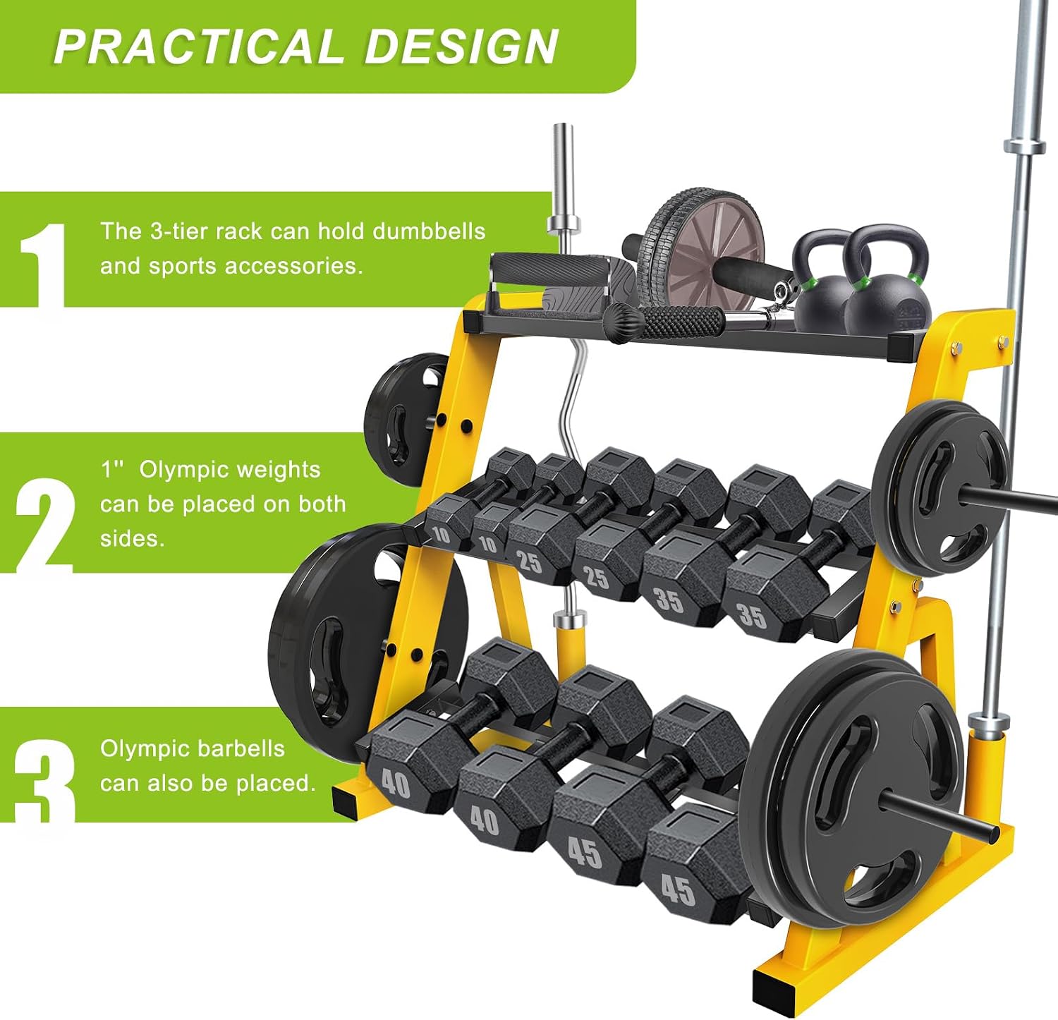 Heavy Duty Three Tier Dumbbell - огляд і ціна Home Gym Yellow