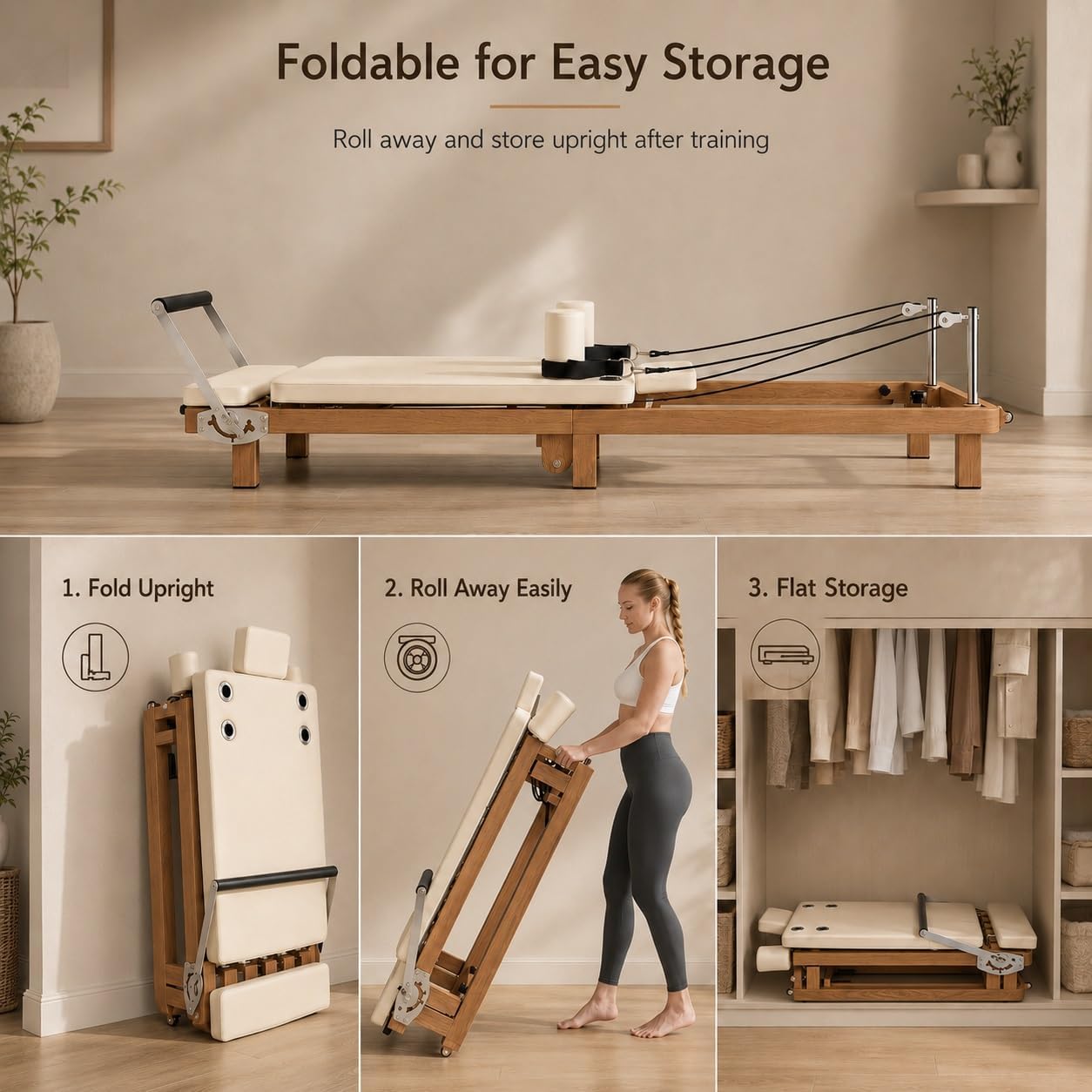 Foldable Pilates Reformer, Hom - огляд і ціна Home Gym Resistance Machine